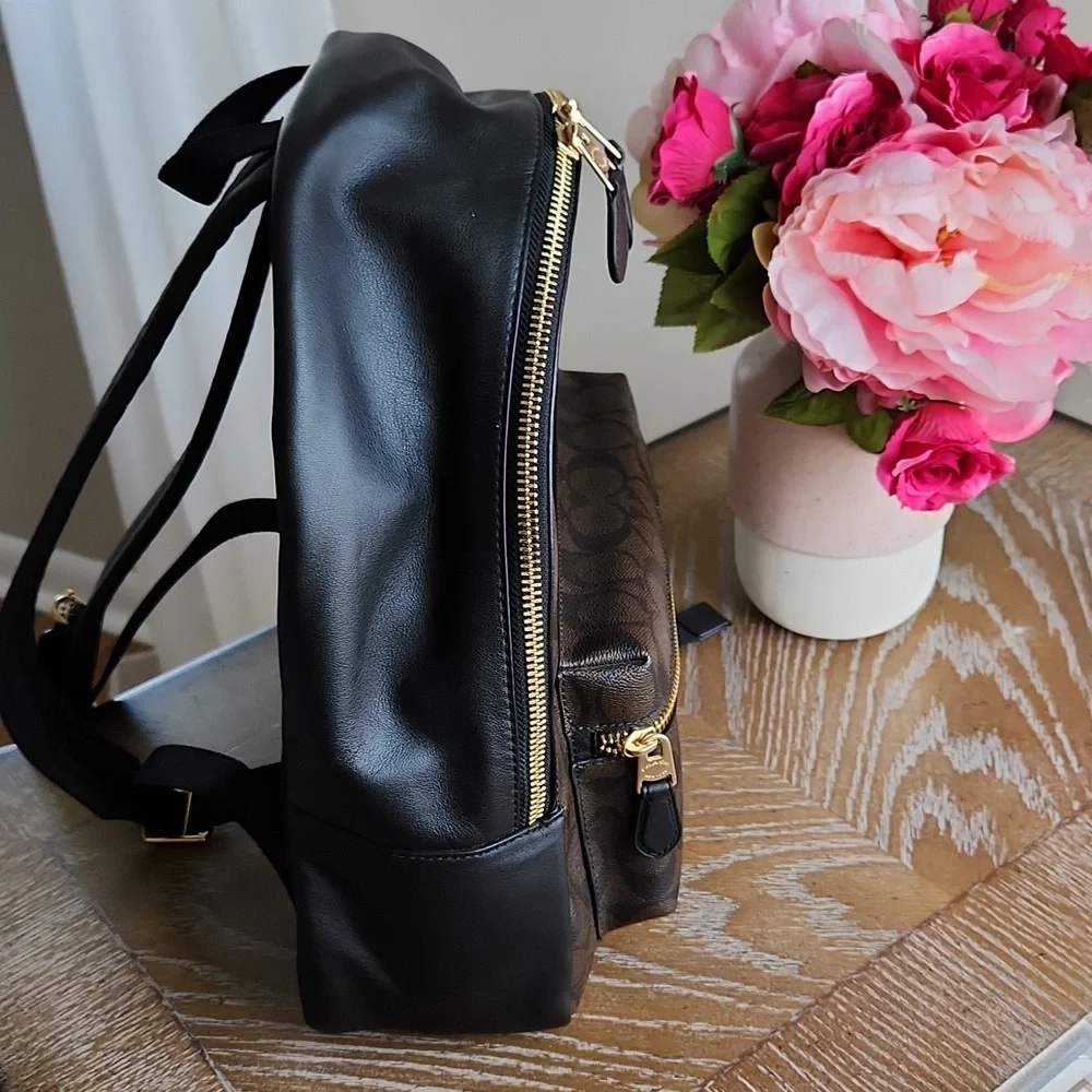 Coach Leather and Canvas Backpack Black & Brown - Picture 7 of 9